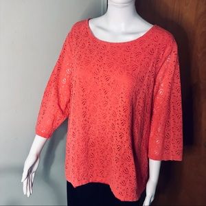 Rebecca Malone peach color lace top size 2X